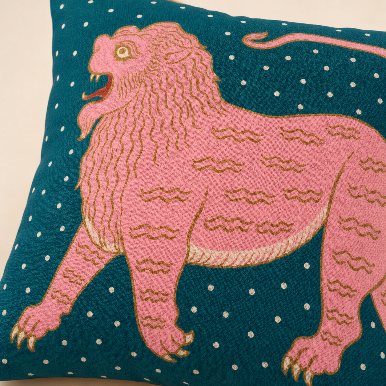 Folk Lion Cushion Cover