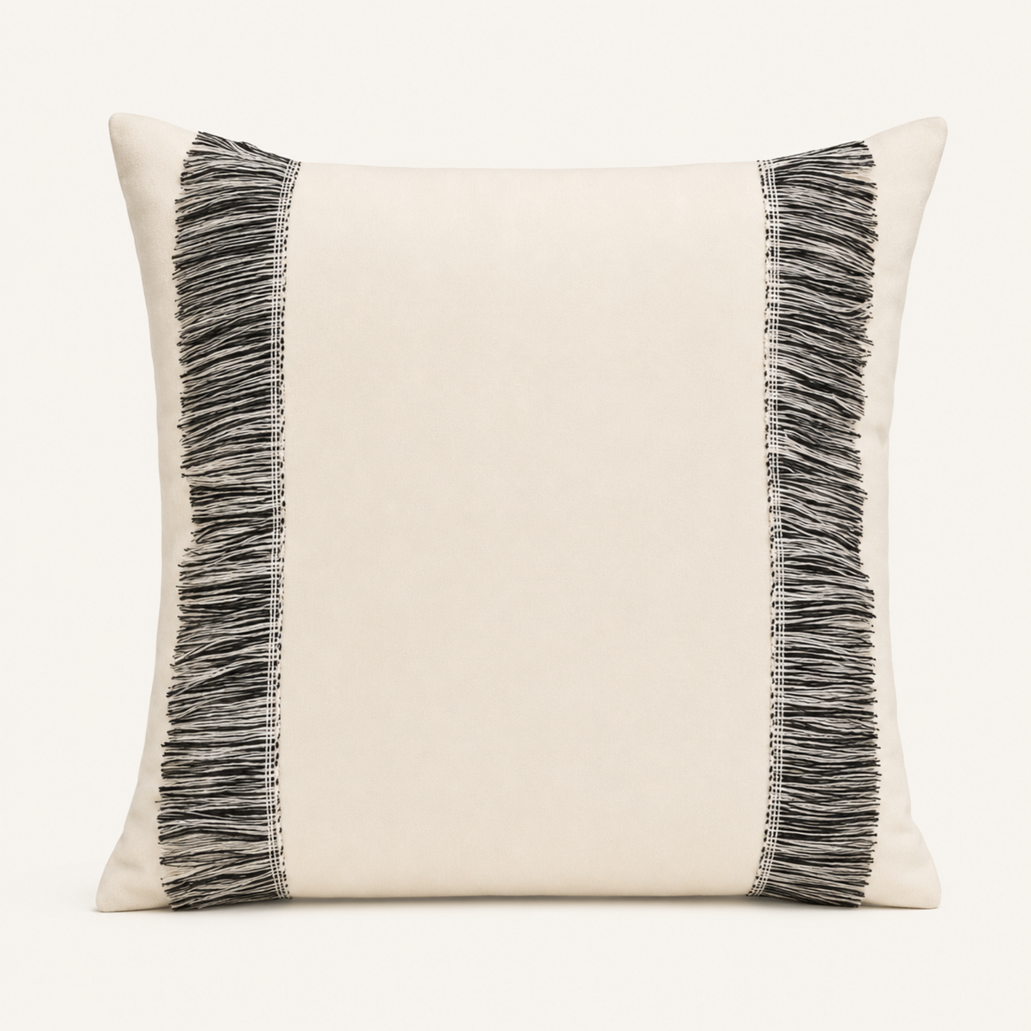 Charcoal Fringe Band Cushion Cover