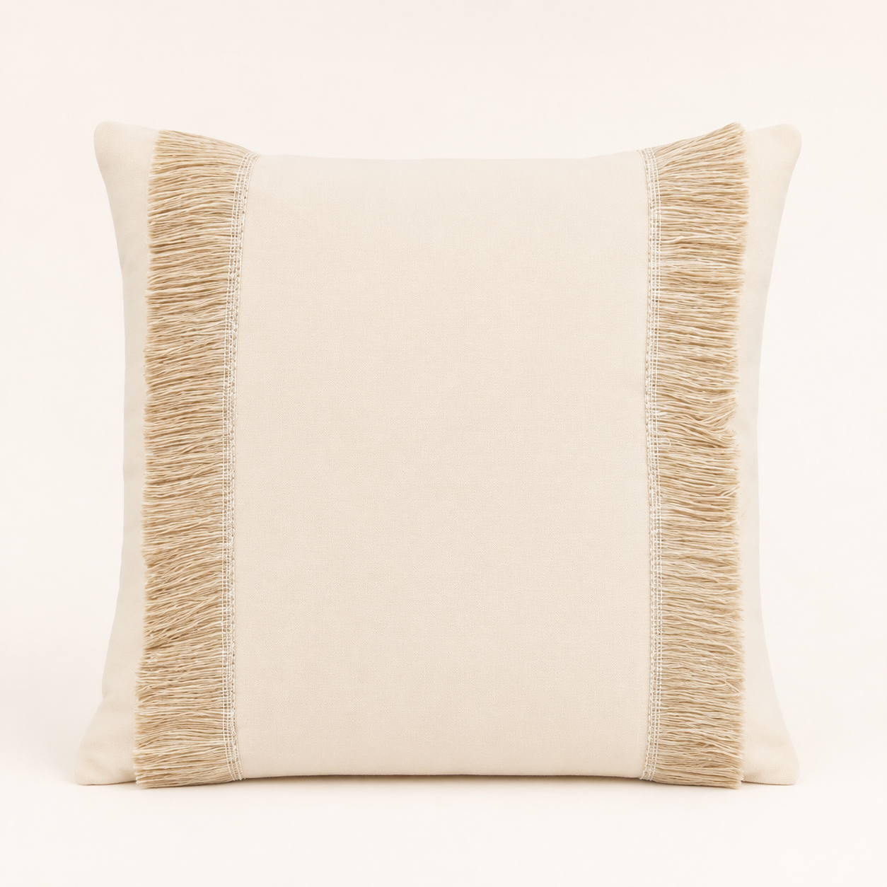 Natural Fringe Band Cushion Cover