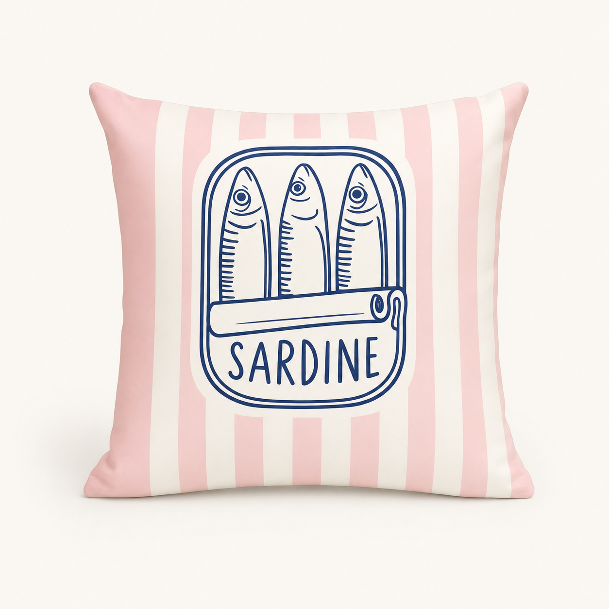 Sardine Tin Cushion Cover — Pink Stripe