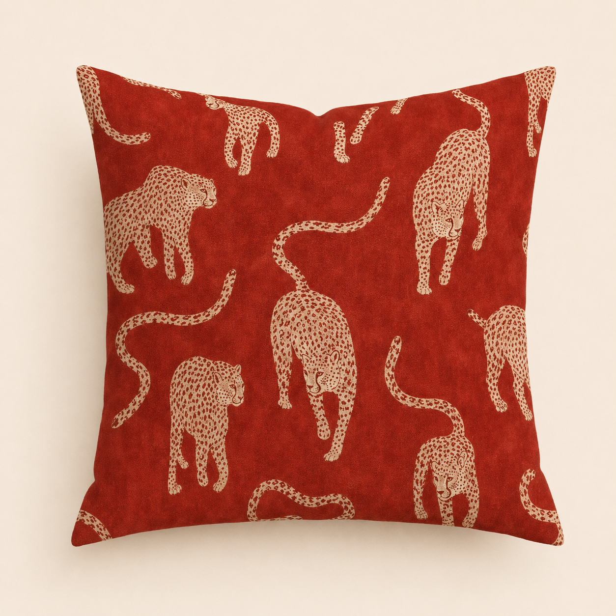 Crimson Leopards Cushion Cover