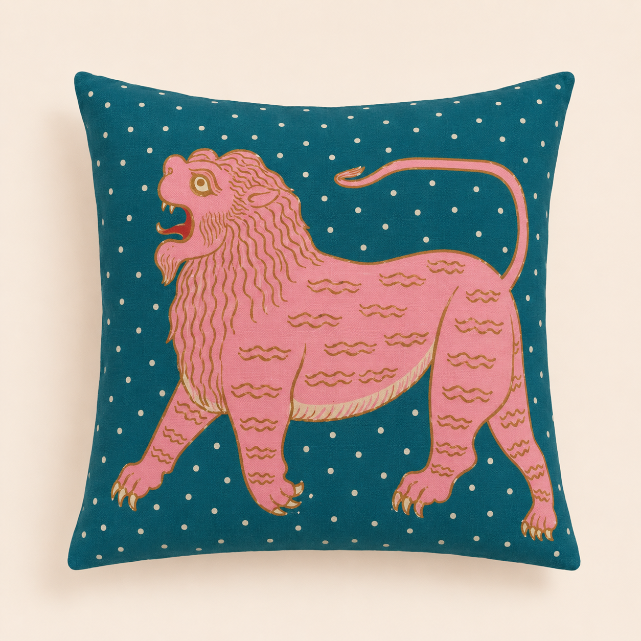 Folk Lion Cushion Cover