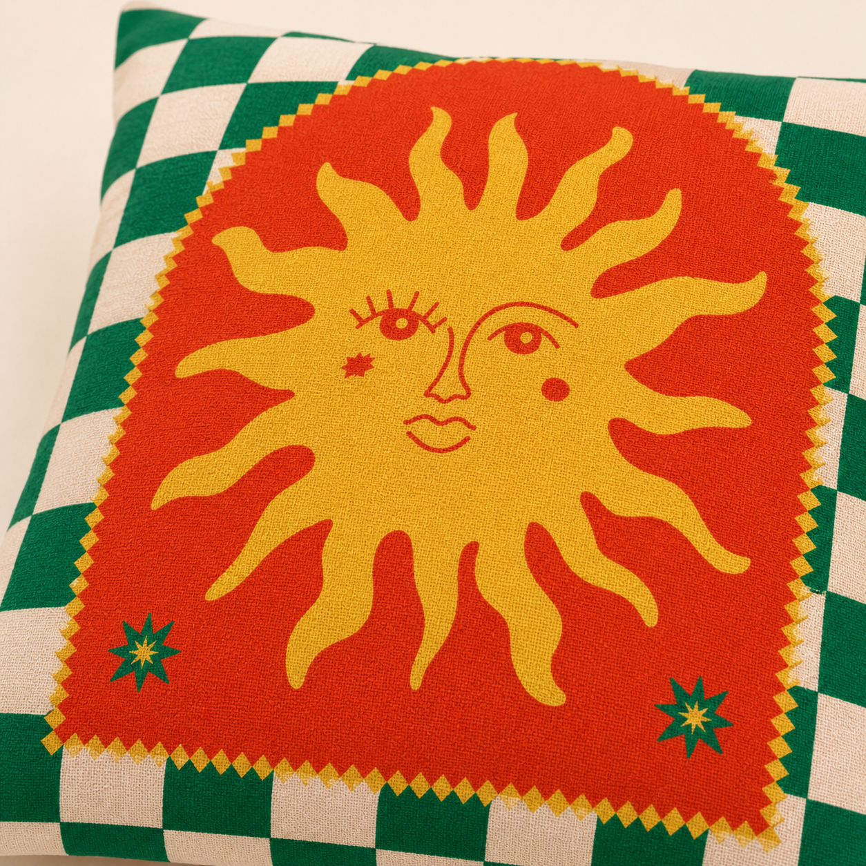 Sun Face Cushion Cover