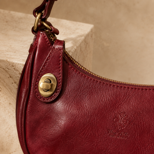 Burgundy Leather Hobo Bag - Premium Curved Shoulder Bag