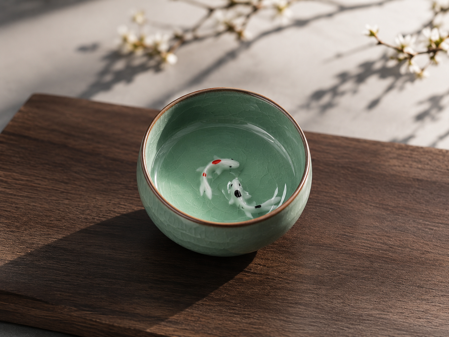 Fish Celadon Porcelain Cups