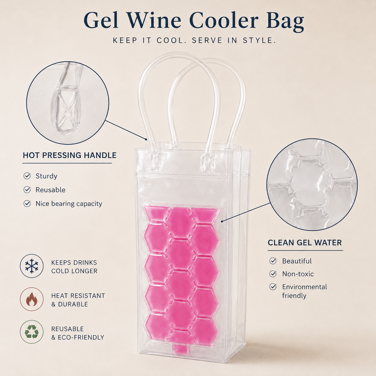 Ice Chiller Bag for Wine Bottle Cooler