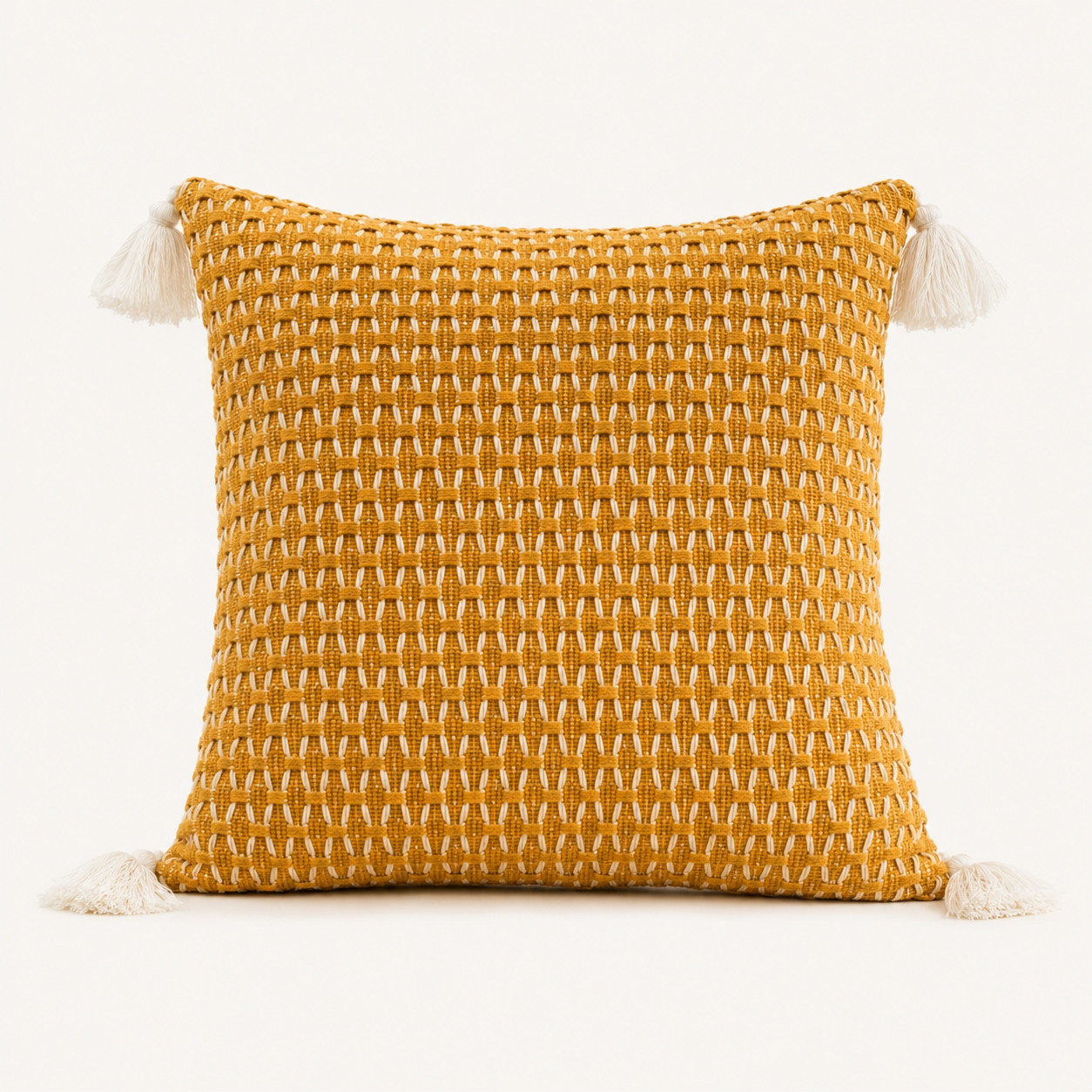 Mustard Basketweave Cushion Cover