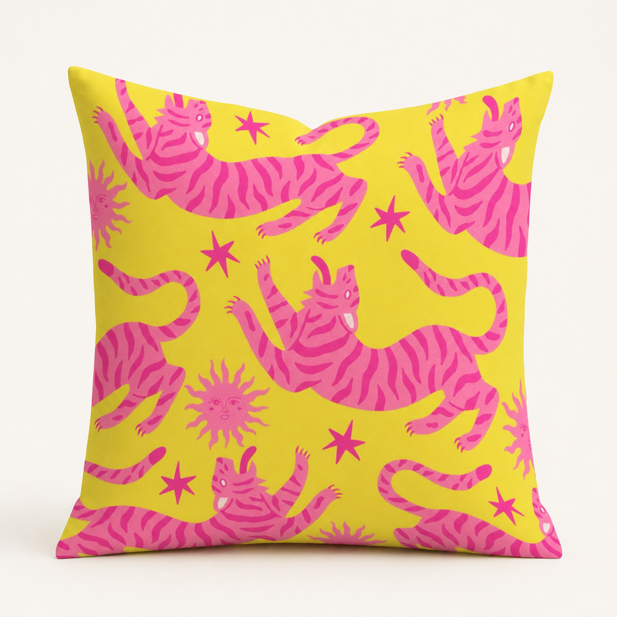 Yellow Tiger Party Cushion Cover