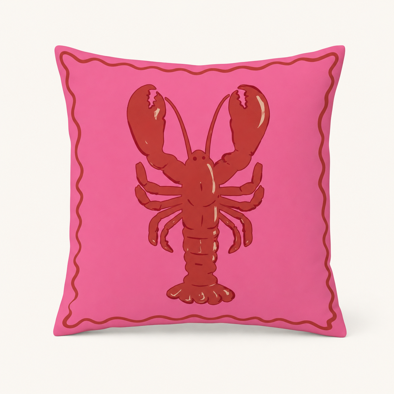 Pink Lobster Cushion Cover