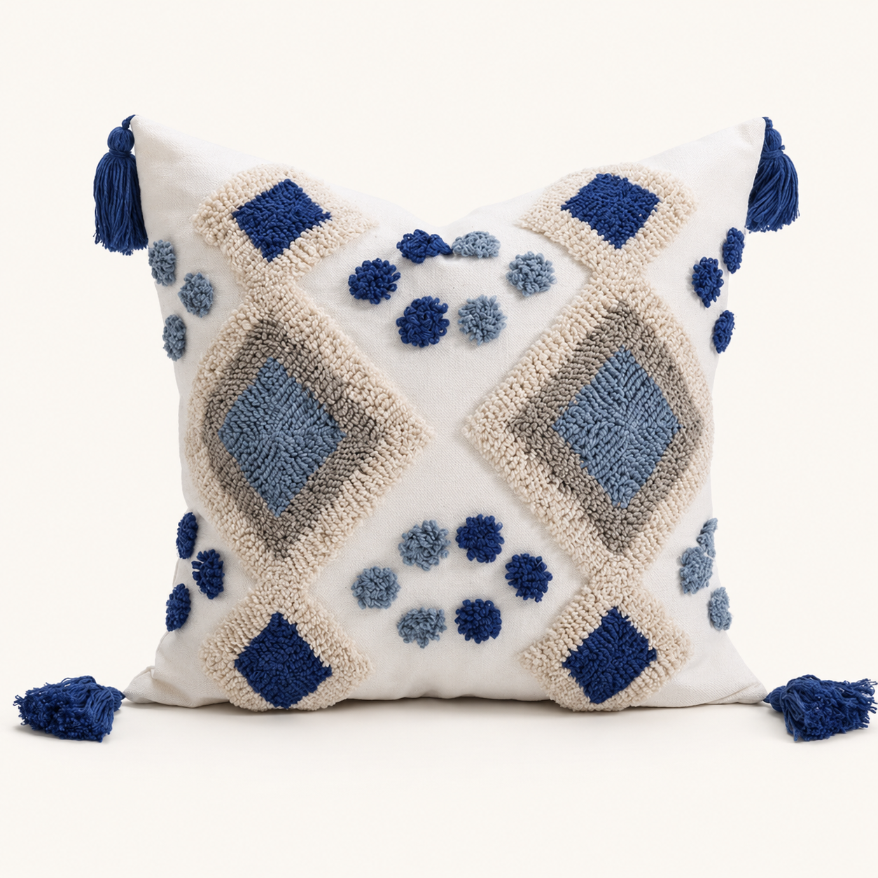 Navy Diamond Tufted Cushion Cover