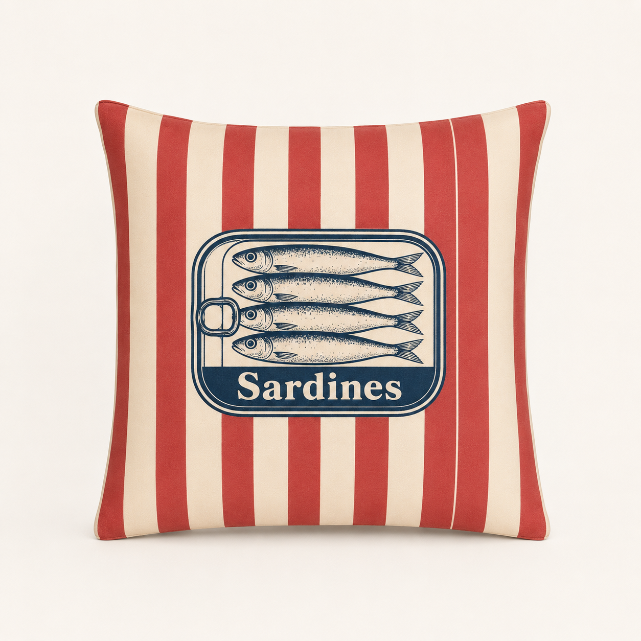 Sardine Tin Cushion Cover — Red Stripe