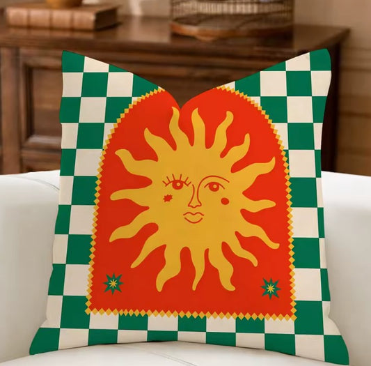 Sun Face Cushion Cover